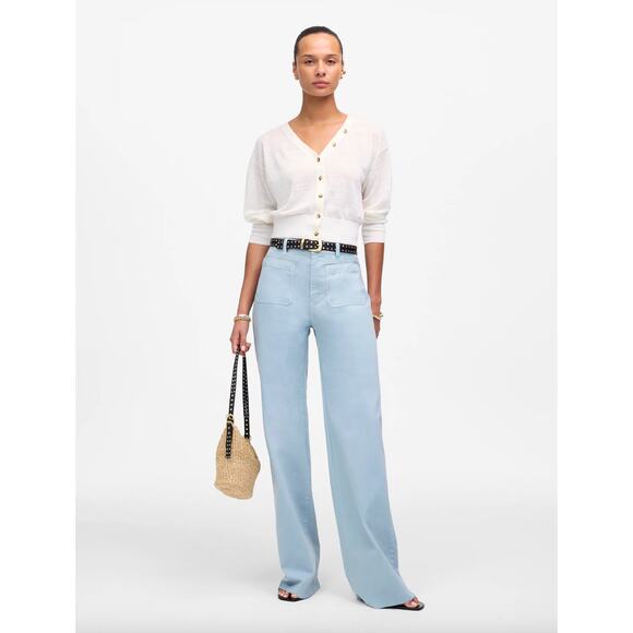 Madewell The Emmett Wide Leg Pant Patch Pocket Blue Horizon High Rise US 26 NWT - Picture 1 of 16